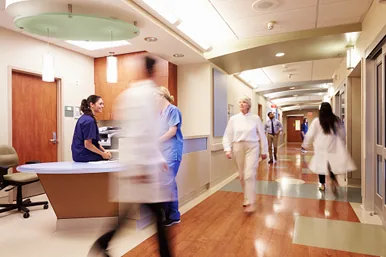 Busy hospital hallway